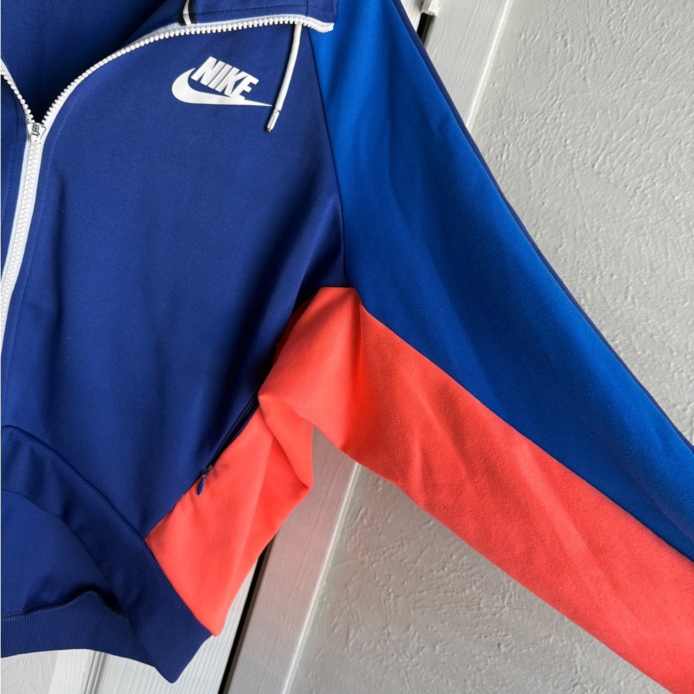 NIKE VINTAGE Colorblock Zip Up Fearless High-Low Jacket Retro 98s Blue Top Sz M - Picture 3 of 6